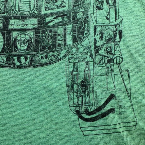 Star Wars R2-D2 Movie Scenes Graphic Print T Shirt Unisex Small Green Fifth Sun - Picture 9 of 10